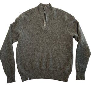 QOR 100% Cashmere 1/4 Zip Gray Thermal Sweater Large